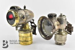 Two Antique Bicycle Headlamps