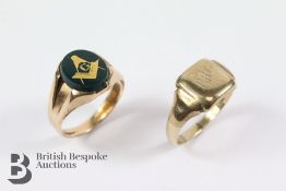 Gentleman's 9ct Yellow Gold Masonic Seal Ring