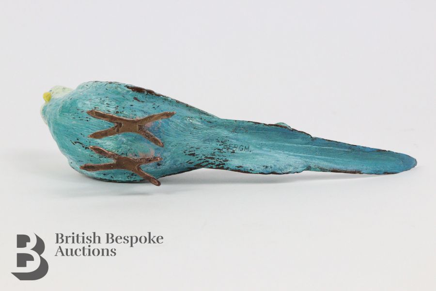 Cold Painted Bronze Budgie Pincushion - Image 4 of 5
