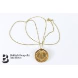 South African Gold Two Rand Coin Pendant