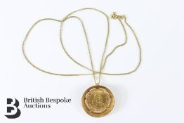 South African Gold Two Rand Coin Pendant