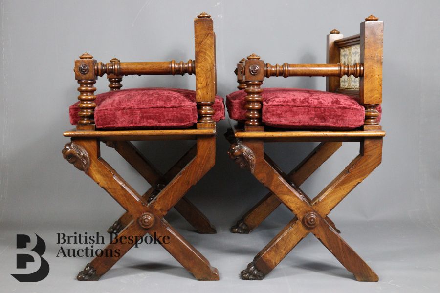 Pair of 19th Century Continental Walnut Hall Armchairs - Image 6 of 10