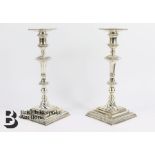 Pair of Silver George III Candlesticks by Ebenezer Coker