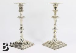 Pair of Silver George III Candlesticks by Ebenezer Coker