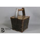 Antique Iron Bound Oak Log Basket