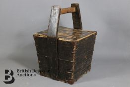 Antique Iron Bound Oak Log Basket