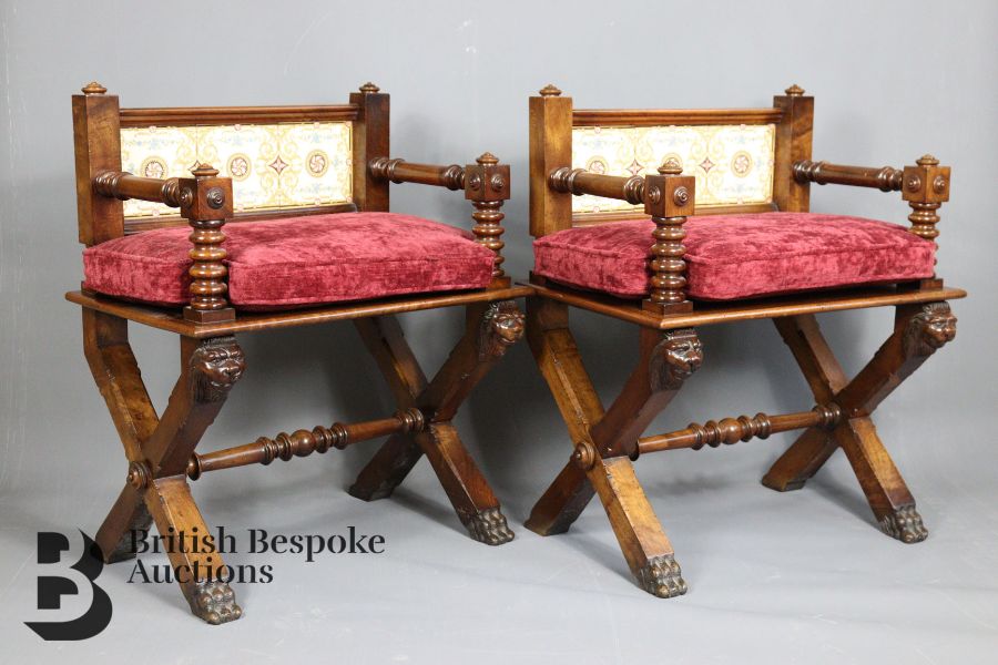 Pair of 19th Century Continental Walnut Hall Armchairs - Image 4 of 10