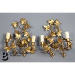 20th Century Gilt Metal Wall Brackets