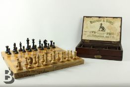 Vintage Mahogany Painter's Box and Chess Set