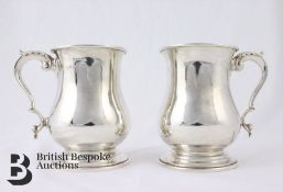 Pair of War Era Silver Tankards