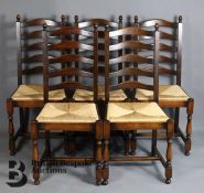 Set of Twelve 20th Century Oak Ladder Back Dining Chairs