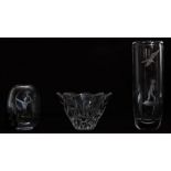Three Swedish Orrefors Glass Vases