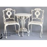 Painted Cast Alloy Garden Table and Chairs