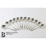 Twelve Silver Rat Tail Hanoverian Soup Spoons