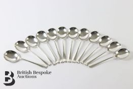 Twelve Silver Rat Tail Hanoverian Soup Spoons