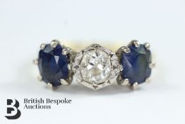 Antique 18ct Yellow Gold, Sapphire and Diamond Ring