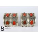 Pair of Turkamen Silver and Carnelian Bangles