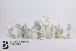 Ten White Fine Porcelain Figures