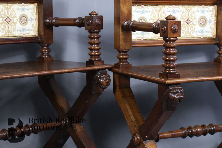 Pair of 19th Century Continental Walnut Hall Armchairs - Image 3 of 10