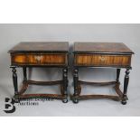 A Pair of Olive Wood and Ebonised Low Tables