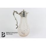 Edward VII Cut Glass and Silver Claret Jug