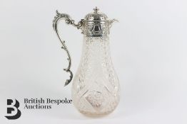 Edward VII Cut Glass and Silver Claret Jug