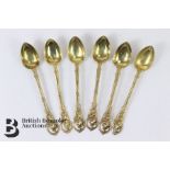 Twelve Russian Silver Gilt Tea Spoons