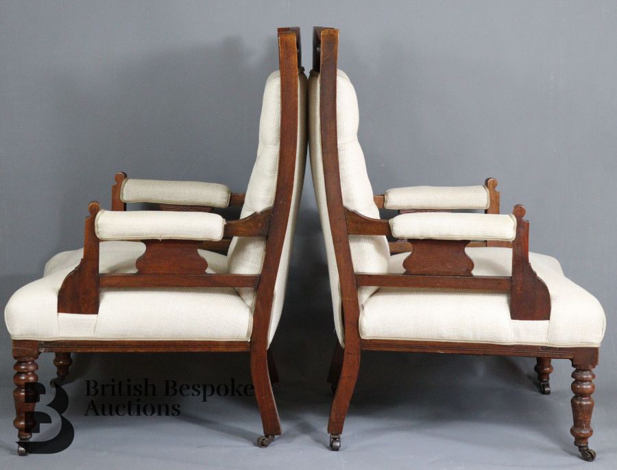 Pair of Late Victorian Mahogany Framed Arm Chairs - Image 6 of 8