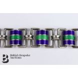 Silver and Guilloche Enamel Link Bracelet