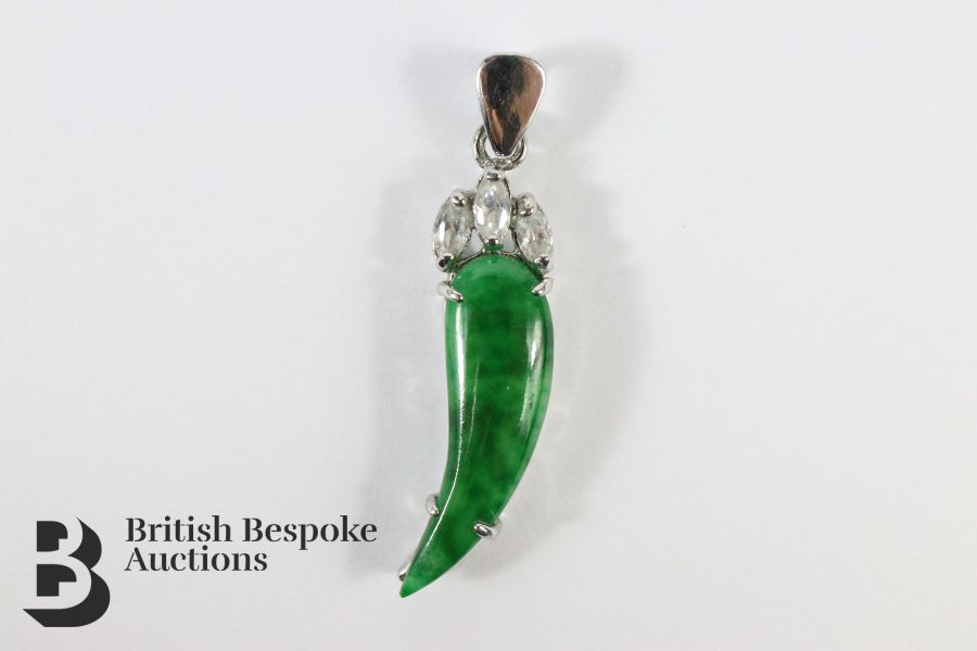 14ct White Gold, Jade and Diamond Pendant