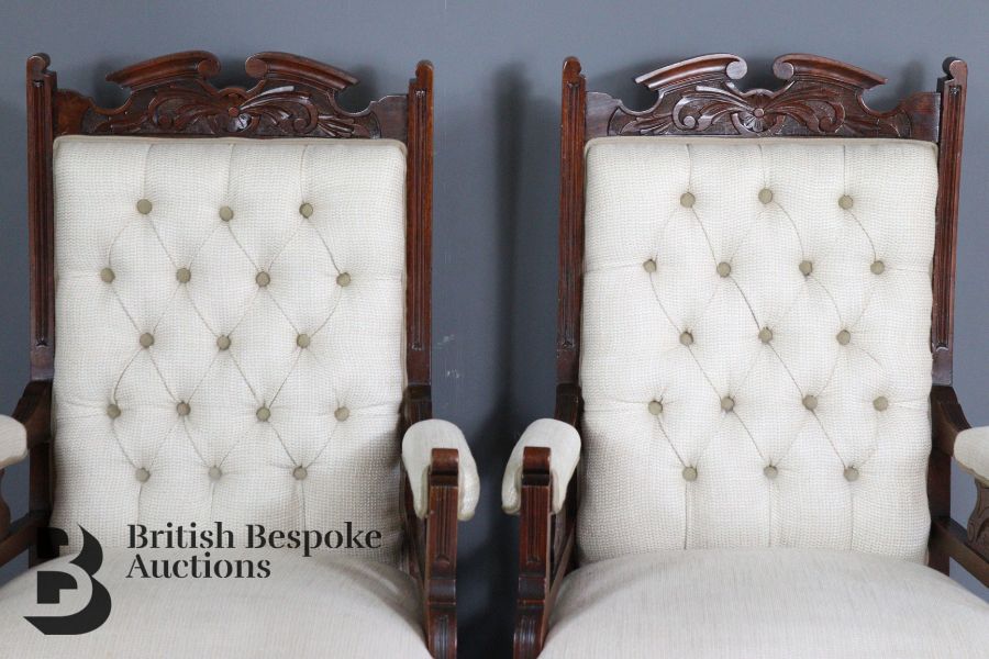 Pair of Late Victorian Mahogany Framed Arm Chairs - Image 2 of 8