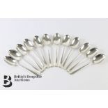 Twelve Silver Rat Tail Dessert Spoons
