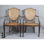Late Victorian Mahogany and Caned Armchairs