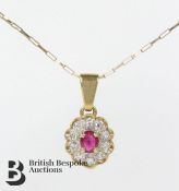 18ct Yellow Gold Ruby and Diamond Necklace