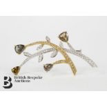 18ct White and Yellow Gold Coloured Diamond Brooch