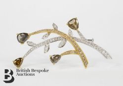 18ct White and Yellow Gold Coloured Diamond Brooch
