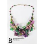 Fancy Glass and Floral Necklace