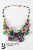 Fancy Glass and Floral Necklace