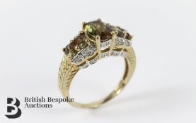 Yellow Gold Tourmaline and Diamond Ring