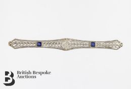 18ct White Gold Sapphire and Diamond Bar Brooch