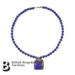 18ct Yellow Gold and Lapis Lazuli Beaded Necklace