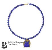 18ct Yellow Gold and Lapis Lazuli Beaded Necklace