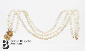 Cultured Pearl and Diamond Clasp Necklace