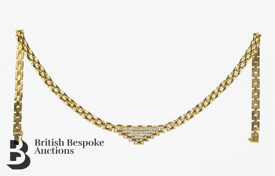 18ct Gold Diamond-Set Brick-Link Bracelet