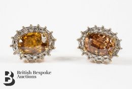 9ct Gold Citrine and Diamond Ear Studs