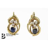 Pair of Yellow Gold and Sapphire Earrings