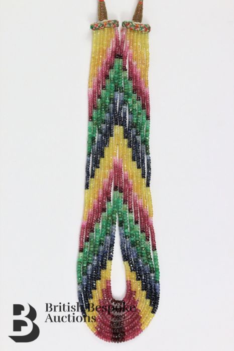 Indian Multi-Coloured Semi-Precious Stone Bead Necklace - Image 3 of 4