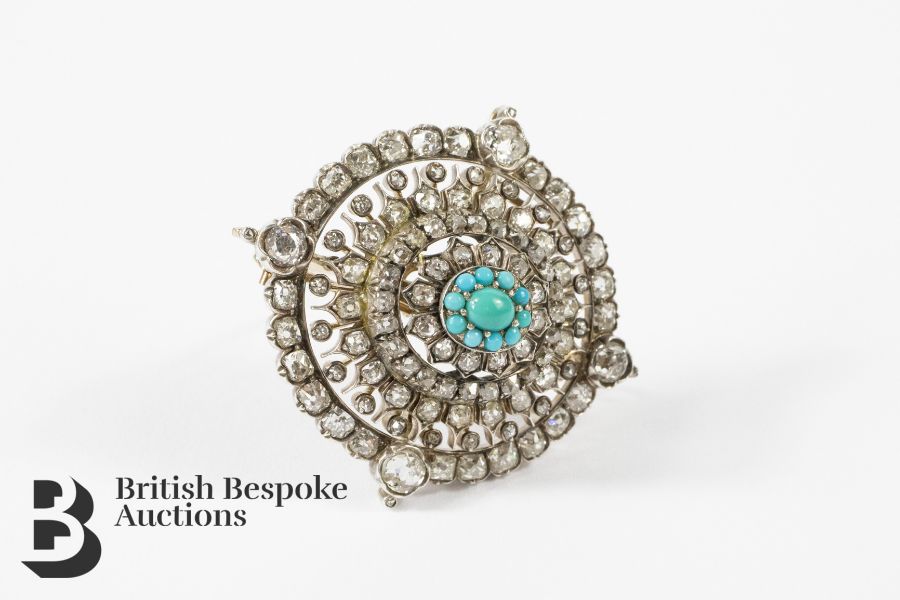 Victorian Diamond and Turquoise Brooch - Image 2 of 3