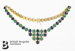 18ct Gold Malachite and Lapis Lazuli Necklace