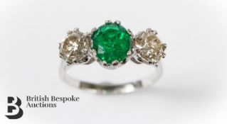 18ct White Gold Emerald and Diamond Ring